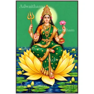 DA22 Ravi Varma Inspired Durga: The Divine Mother Seated on a Golden Lotus, Blessing Every Home with Strength and Grace